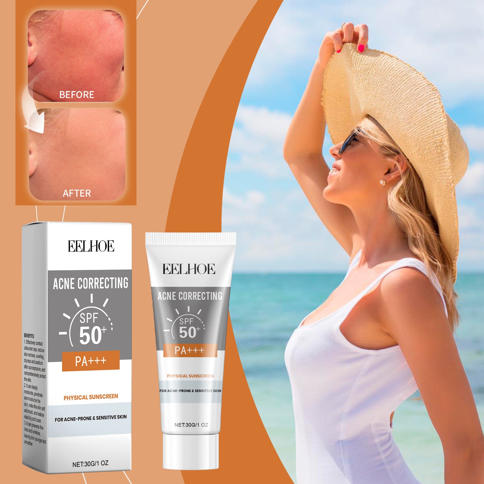 EELHOE Physical Sunscreen, Hydrating Sunblock Facial Skin Care Moisturizing And Nourishing Sunscreen 5 1824cdfa-1272-4f74-9272-f302d5a0d526 null