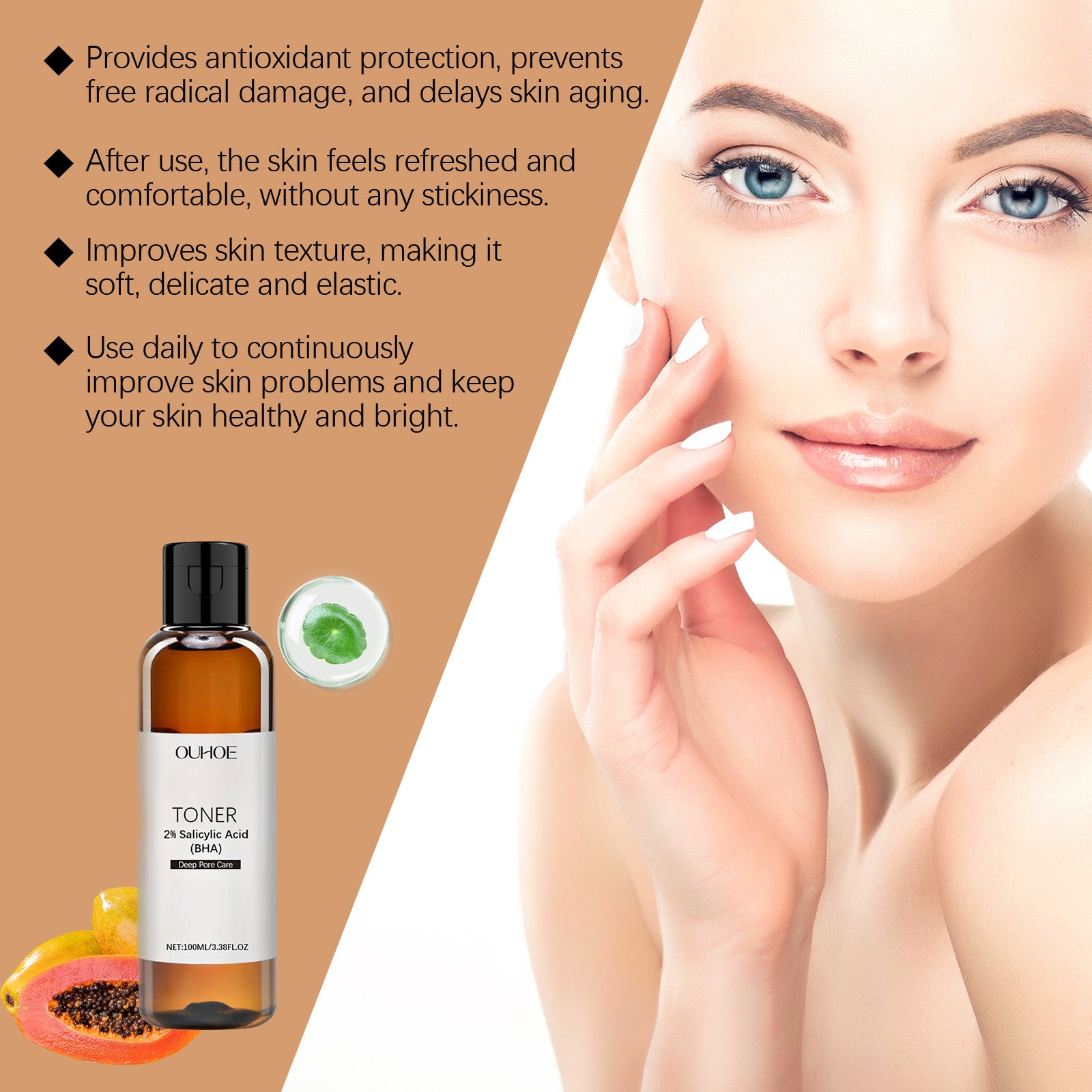 OUHOE Salicylic Acid Pore Care Toner Gently Moisturizes And Hydrates Skin Refreshing Toner 5 2451e455-3714-4581-9e5d-8f331cd99738 null