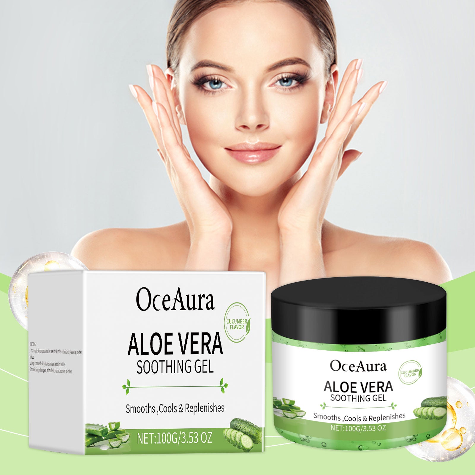 OceAura Aloe Vera Cucumber Gel, Moisturizing And Cooling Body Care Moisturizing And Refreshing Skin Aloe Vera Gel 5 43e63b24-215f-49d1-bfc3-d4d39b2b5d7c null