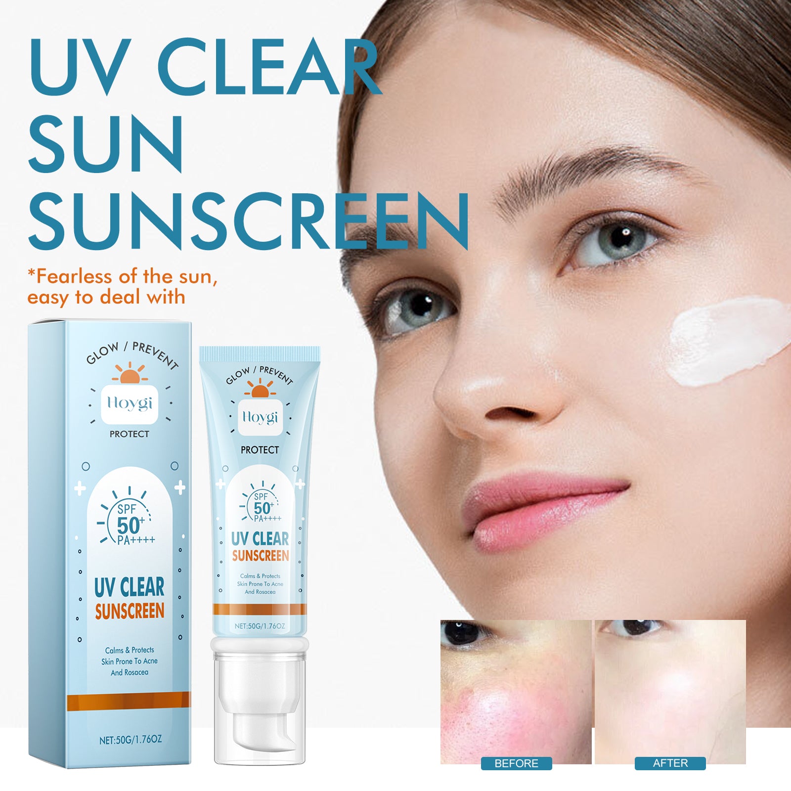Hoygi UV Clear Sun Sunscreen, Summer Outdoor Anti-Exposure UV Moisturizes Skin Evenly Bright And Not Greasy 5 4f8a0675-8236-445e-a9b2-c7f4b0ca813f null