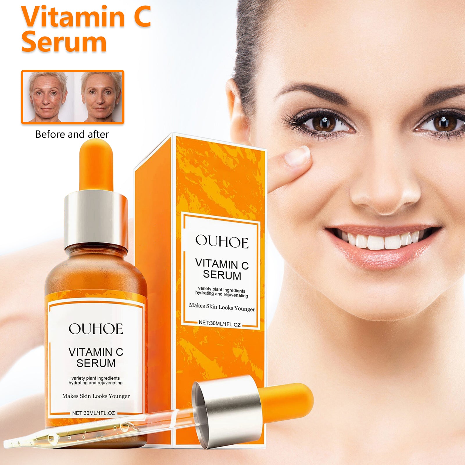 OUHOE Vitamin C Face Serum, Lighten Fine Lines And Tighten Facial Skin Anti-Aging Serum 5 51953f4d-6adb-4707-8e33-75b70c11dc34 null
