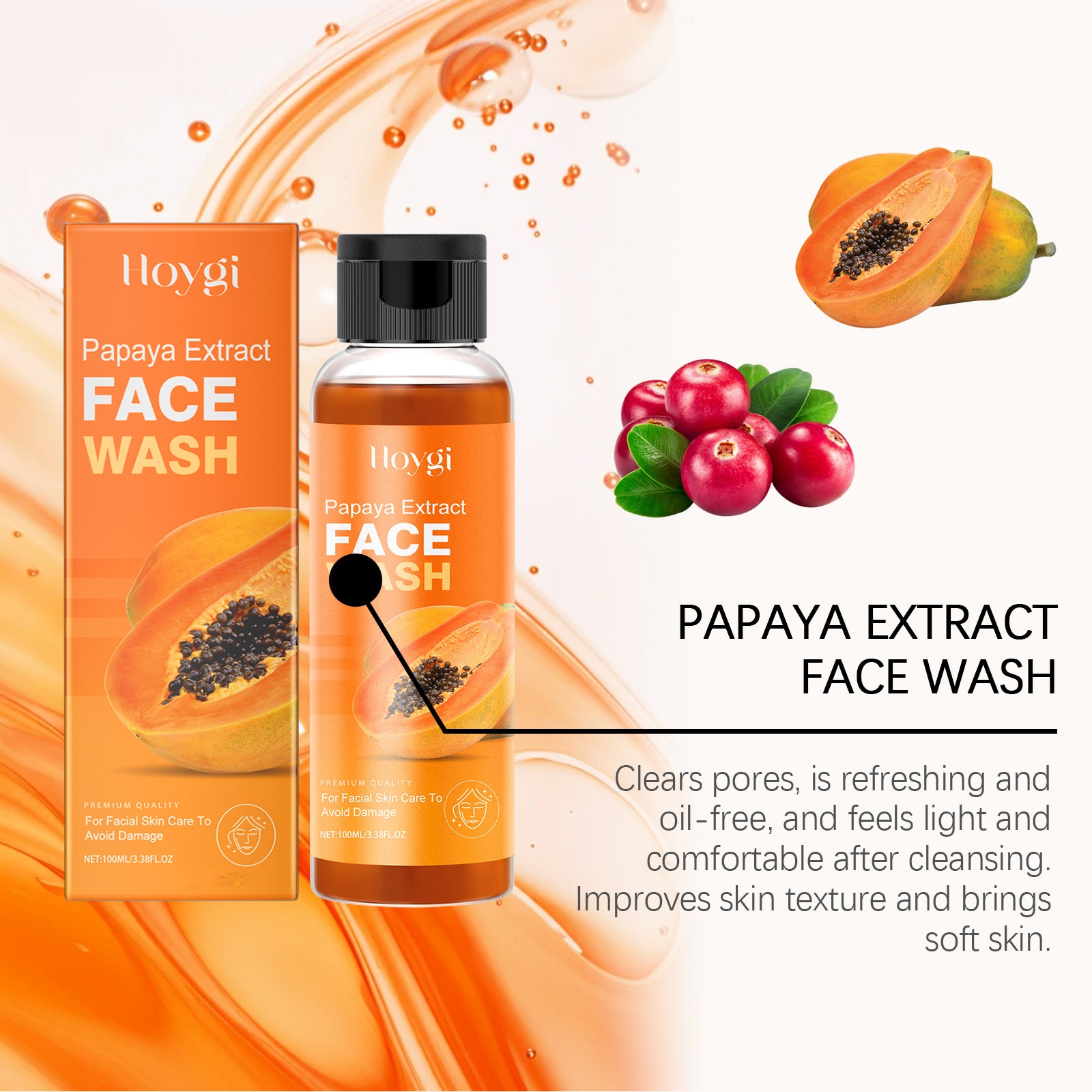 Hoygi Papaya Face Wash, Gentle Cleanser Not Tight Moisturizing Hydrating Moisturizing Skin Tender Skin Care Face Wash 5 548cda28-1688-44f7-a7b4-d8c7e27b2fc5 null