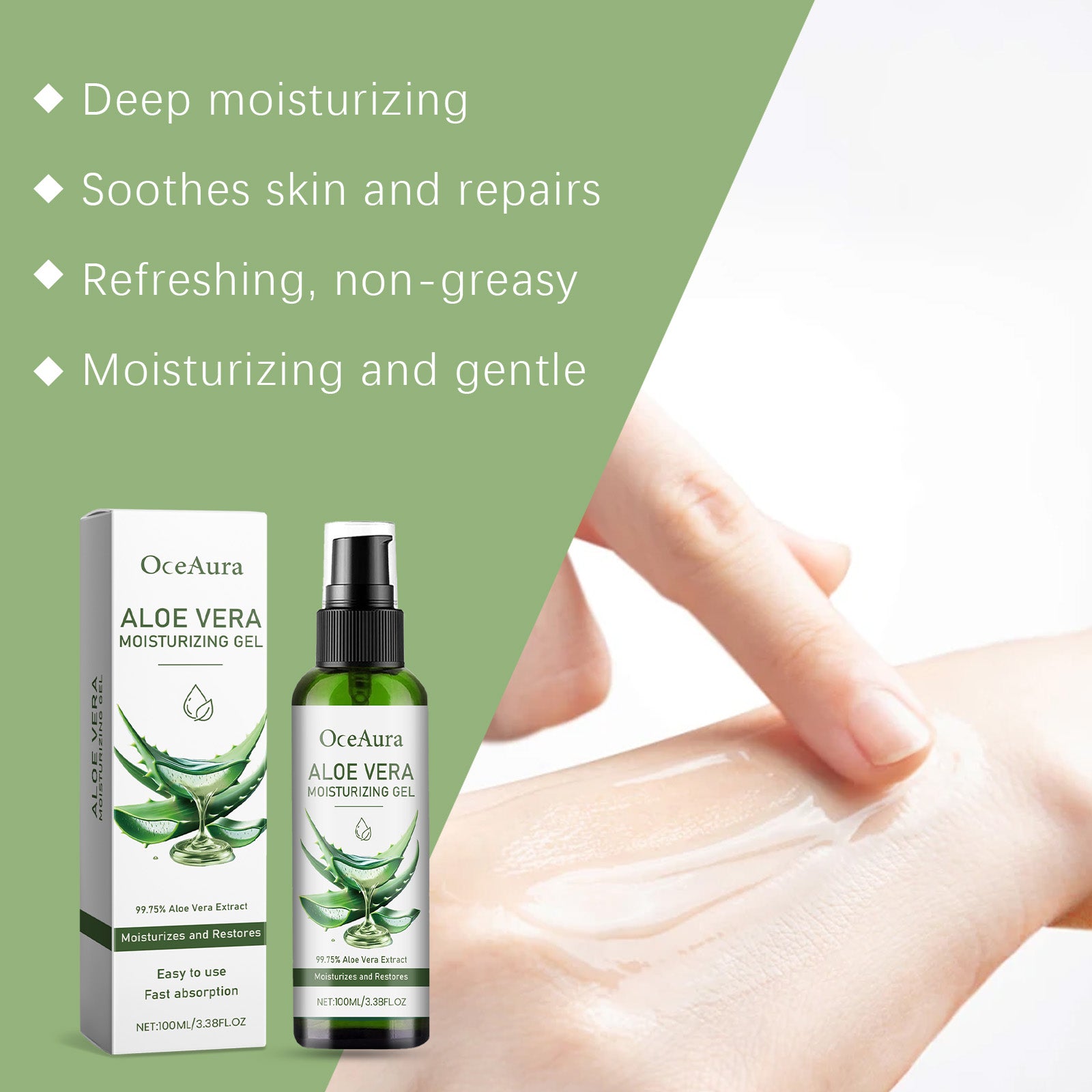 OceAura Aloe Vera Moisturizing Gel Gently Nourishes Facial Skin, Moisturizing And Refreshing Aloe Vera Gel 5 5cf0375b-541f-4981-9eb7-21cb40338007 null