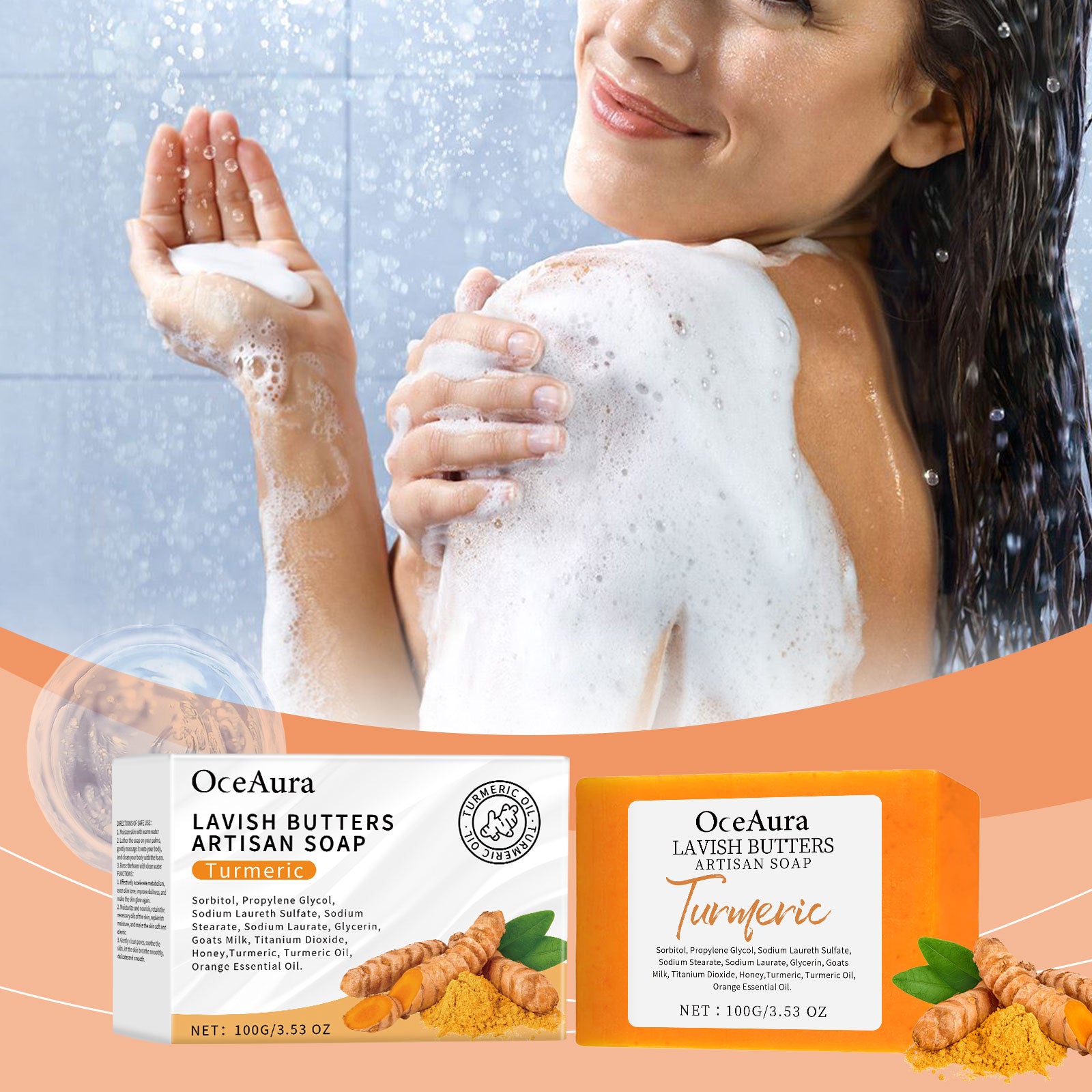OceAura Turmeric Skin Care Soap, Clean And Moisturize The Body Skin Translucent And Smooth Bath Fragrance Skin Care Soap 5 600c394e-445b-496b-bac3-1e72d6d08dc7 null