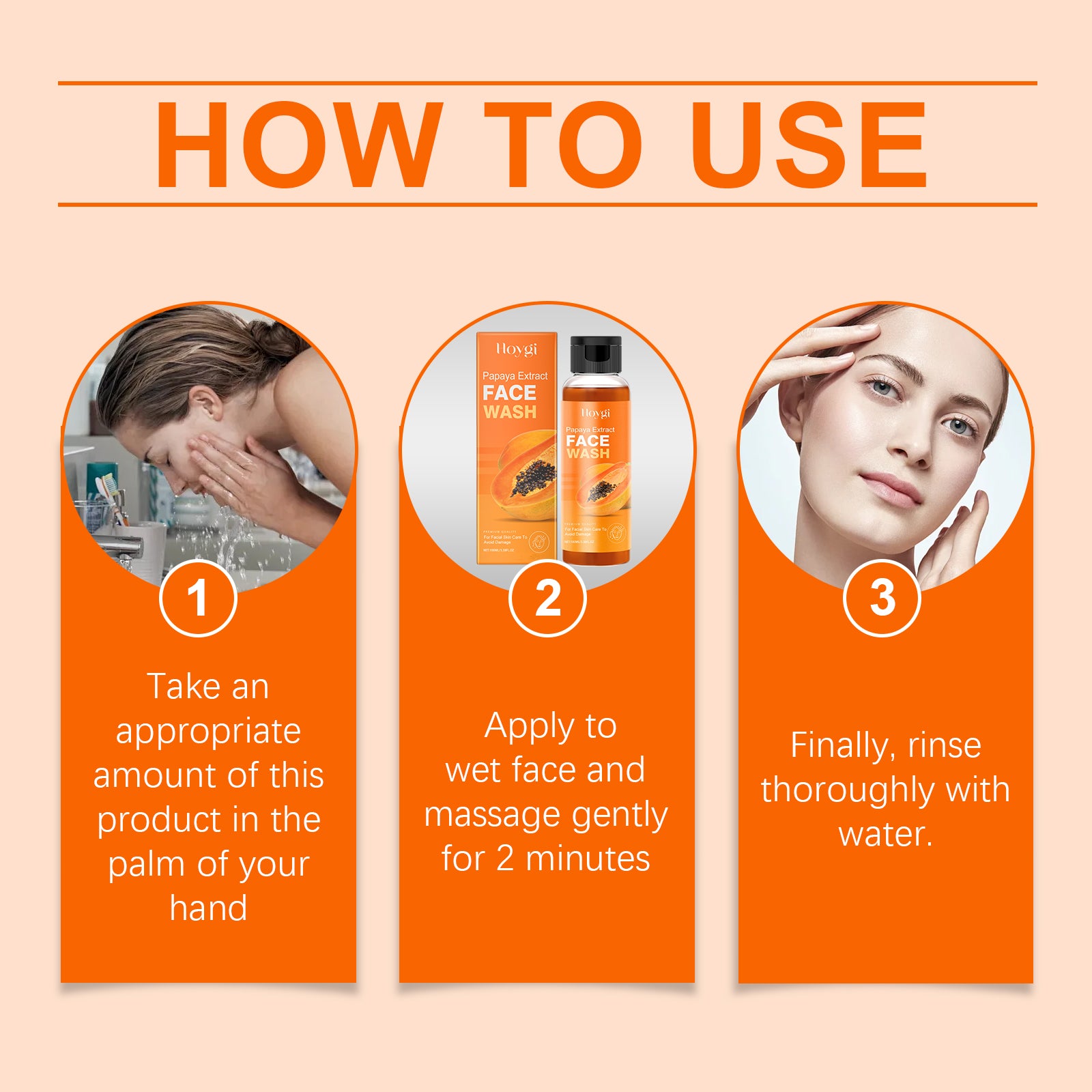Hoygi Papaya Face Wash, Gentle Cleanser Not Tight Moisturizing Hydrating Moisturizing Skin Tender Skin Care Face Wash 5 8279a684-86c2-45fd-abe5-d55ec97f50ac null