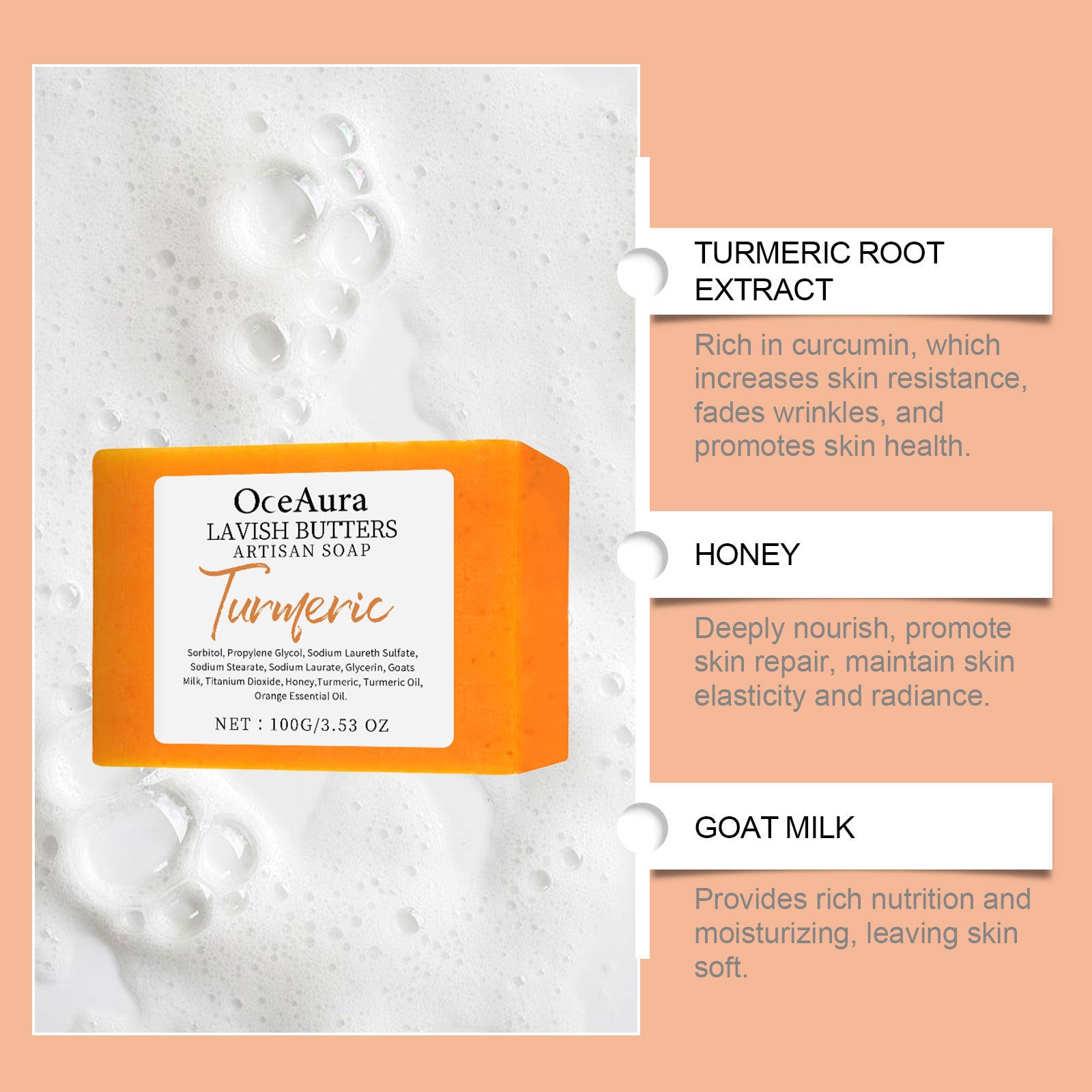 OceAura Turmeric Skin Care Soap, Clean And Moisturize The Body Skin Translucent And Smooth Bath Fragrance Skin Care Soap 5 92132d11-e732-4bc8-8912-c7d6860b8051 null
