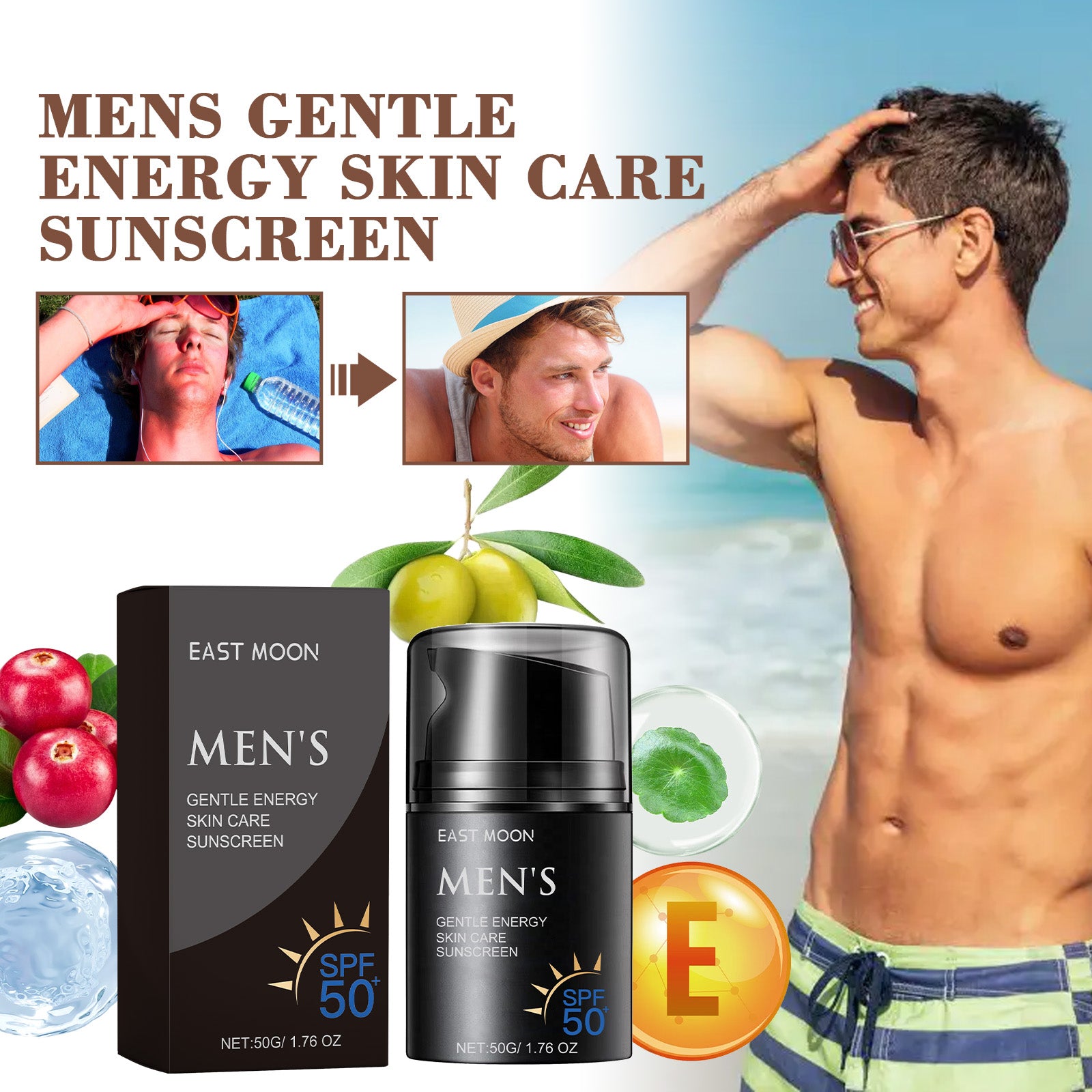 East Moon Enhanced Sunscreen For Men, Summer Outdoor Uv Protection Moisturizing Mild Refreshing Protective Cream 5 95c2f15b-545d-4e00-8b63-91f706e94d64 null