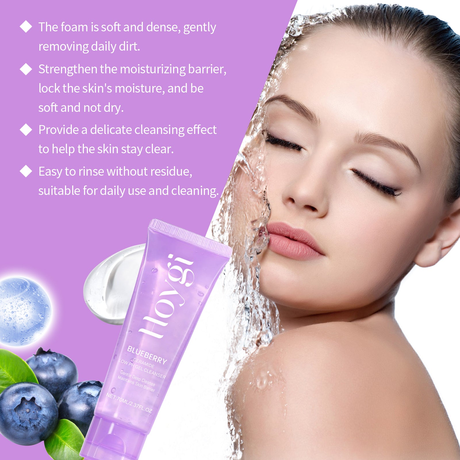 Hoygi Blueberry Flavorful Ceramide Cleansing Gel, Facial Skin Cleansing Moisturizing Hydrating Cleanser 5 97675cd3-8d50-4fef-9c37-f283805d9202 null