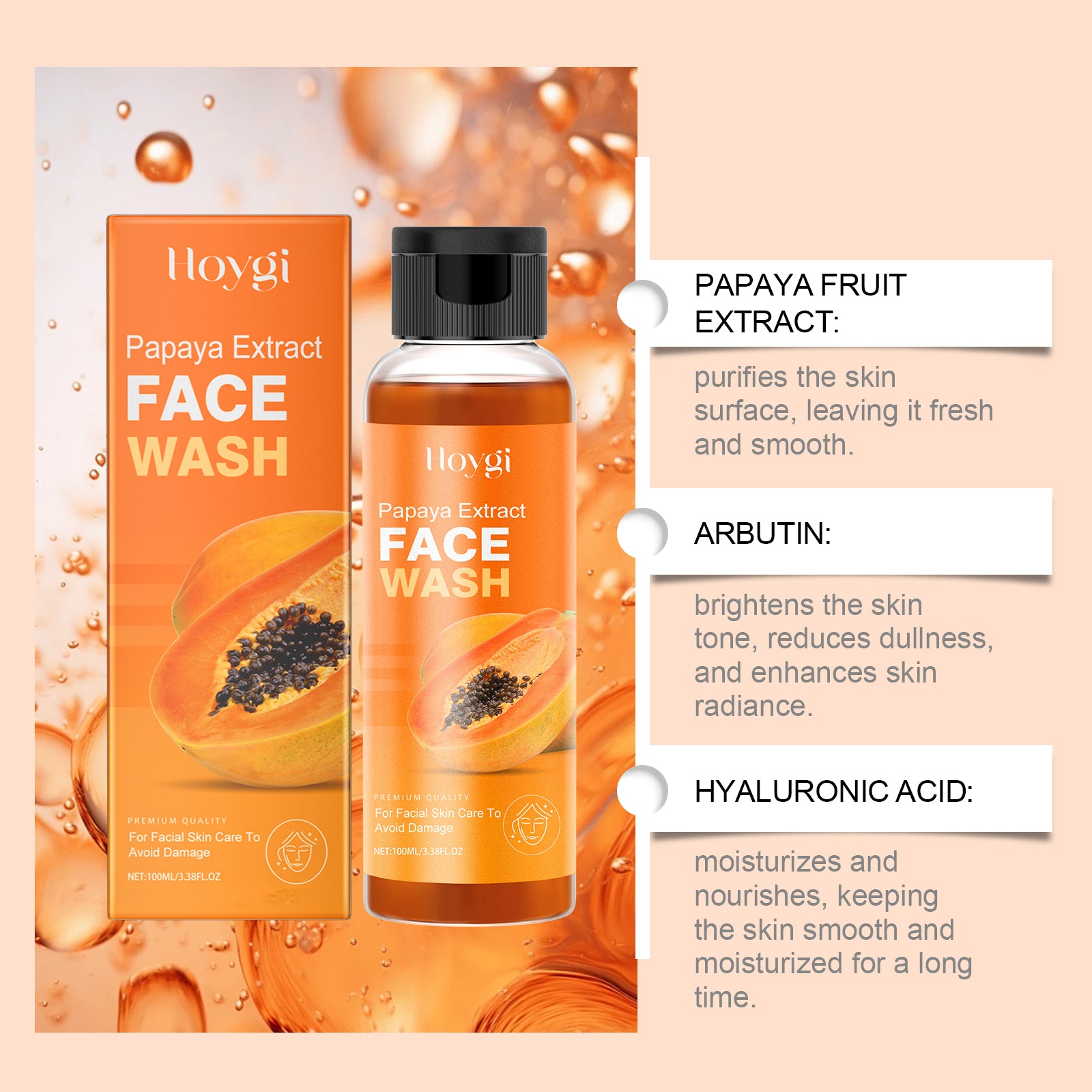 Hoygi Papaya Face Wash, Gentle Cleanser Not Tight Moisturizing Hydrating Moisturizing Skin Tender Skin Care Face Wash 5 b4dc139e-e0d6-4613-9af6-5fce30f7cb73 null
