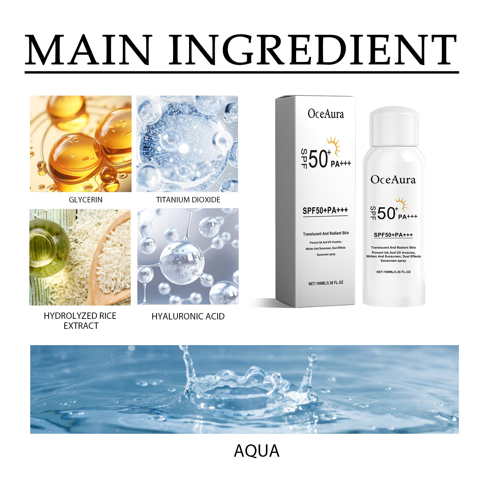 OceAura Sunscreen Spray, Moisturizing And Refreshing Protective Spray For Outdoor Uv Protection 5 b8b14900-cc72-4661-8acf-35637da56273 null