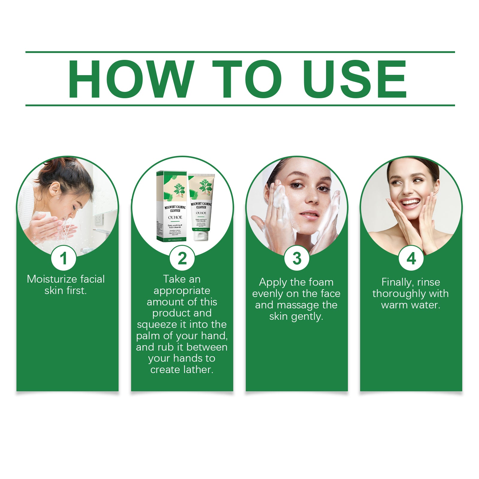 OUHOE Mugwort Calming Cleanser, Hydrating And Moisturizing Deep Clear Pores Balance Oil Moisturizing Cleanser 5 bc0b4e96-0543-40a0-871c-ed70a9778504 null
