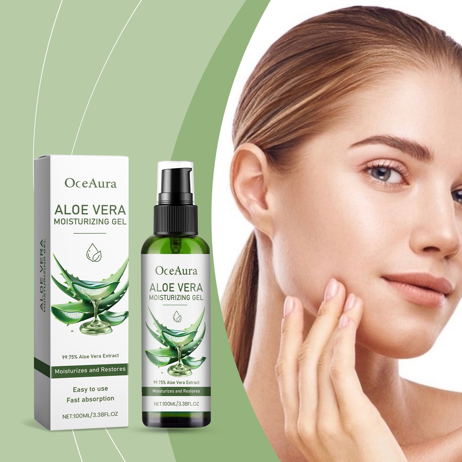 OceAura Aloe Vera Moisturizing Gel Gently Nourishes Facial Skin, Moisturizing And Refreshing Aloe Vera Gel 5 dfe8b837-91f4-4a20-b18a-dac73227ad4e null