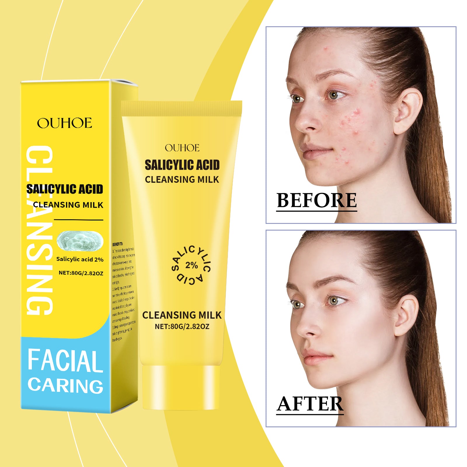 OUHOE Salicylic Acid Cleanser, Moisturizing Gentle Moisturizing Oil Control Cleanser Thick Foam Moisturizing And Not Tight 5 eb210d5c-9d9d-4f88-b959-93ee6c829322 null