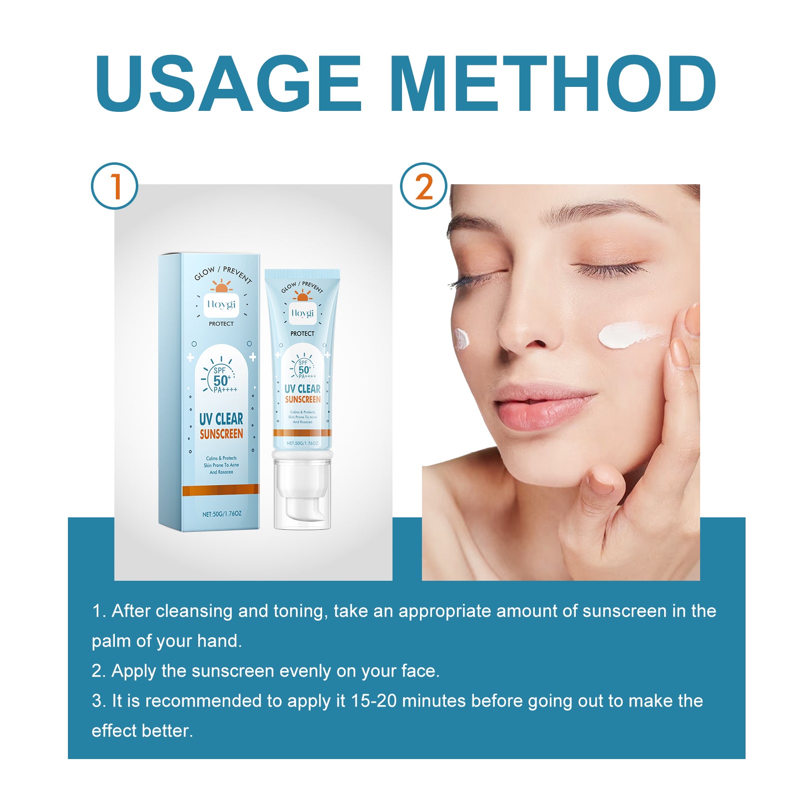 Hoygi UV Clear Sun Sunscreen, Summer Outdoor Anti-Exposure UV Moisturizes Skin Evenly Bright And Not Greasy 5 ff3e4de0-4d85-480c-9c76-6da0f2e66bf6 null